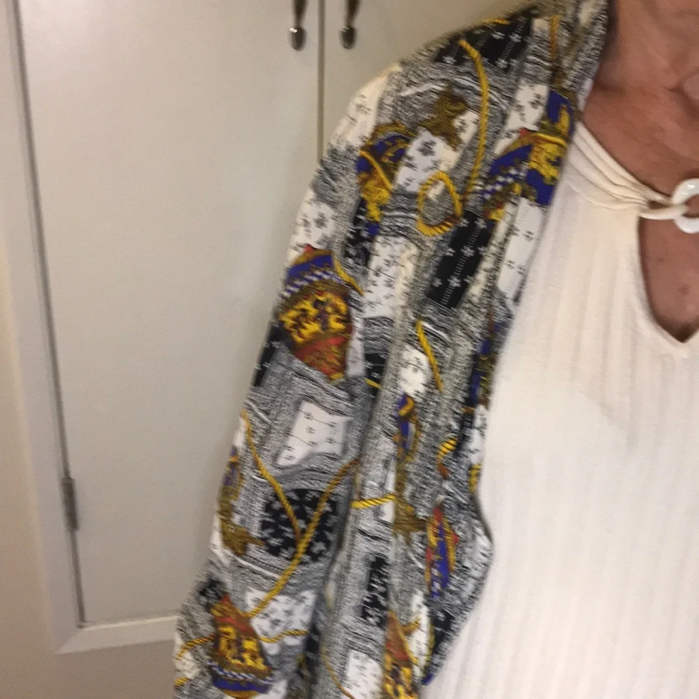 Bob Mackie travel hot air balloon print silk jacket in small